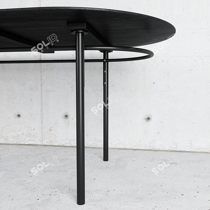 Elegant Oval Black Dining Table 3D model image 3