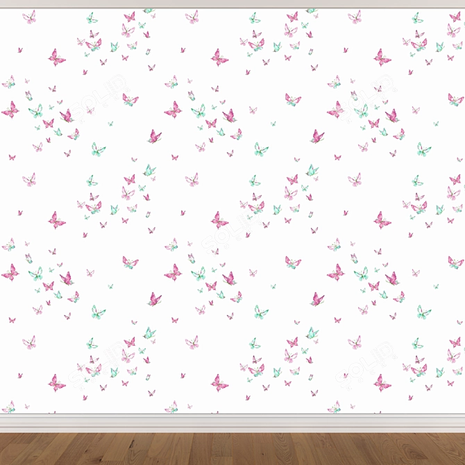 Sleek Seamless Wallpaper Set (3 Colors) 3D model image 2