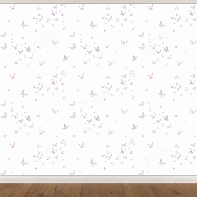 Sleek Seamless Wallpaper Set (3 Colors) 3D model image 3