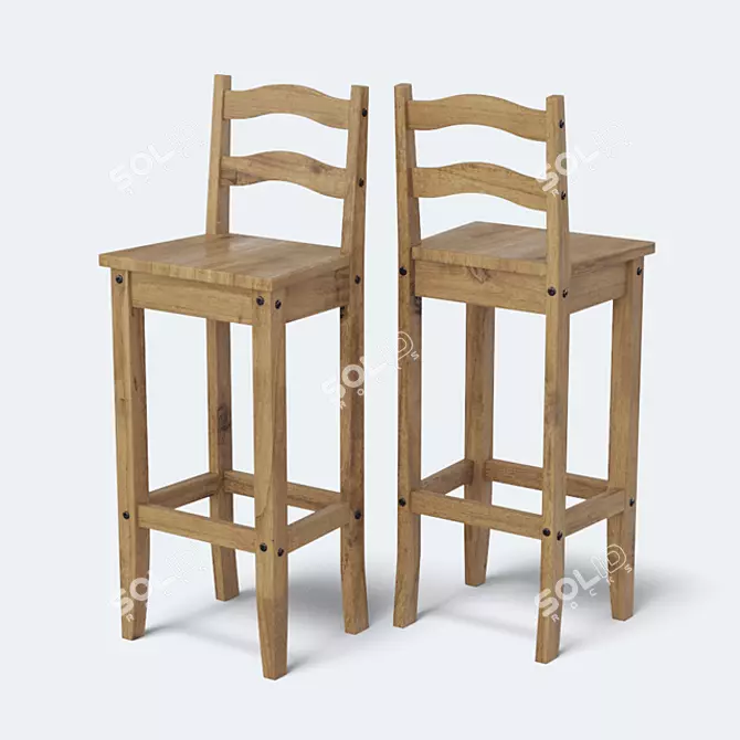 Clearmont Bar Chair: Stylish Pine Wood Design 3D model image 1