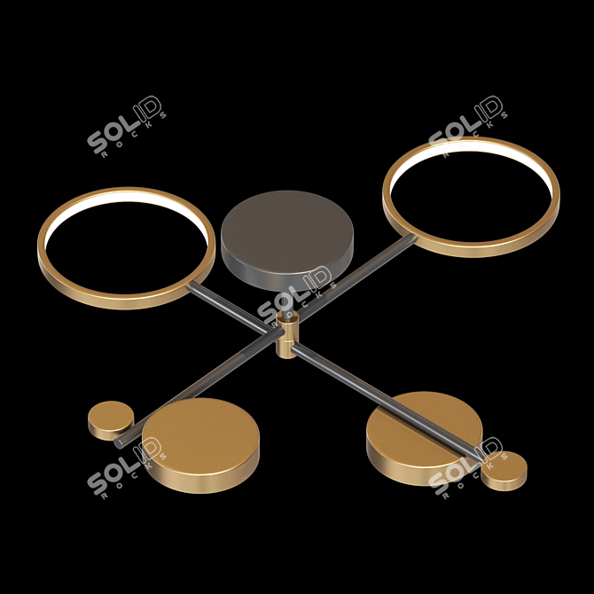 Modern LED Ring and Disk Ceiling Lamp 3D model image 2