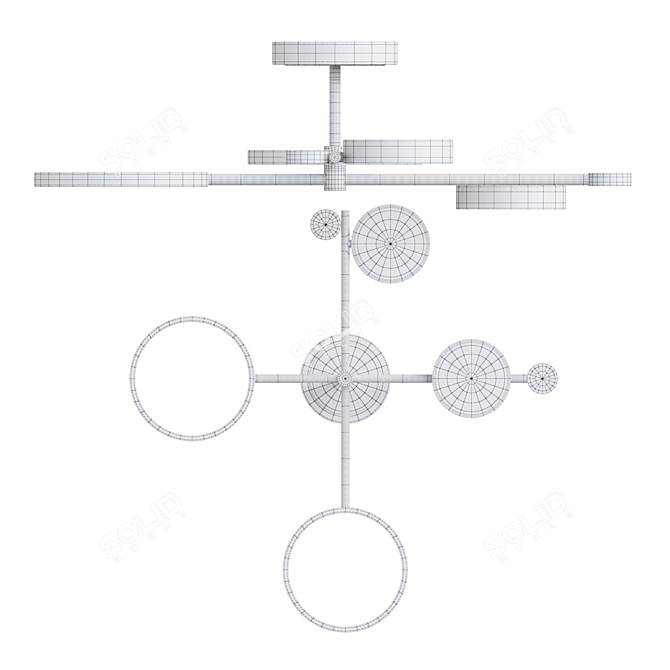 Modern LED Ring and Disk Ceiling Lamp 3D model image 3