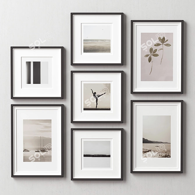 Diverse 160-Piece Picture Frames Set 3D model image 4