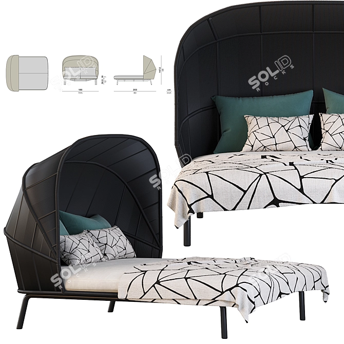 Rilly Cocoon Double Daybed: Stylish Outdoor Comfort 3D model image 3