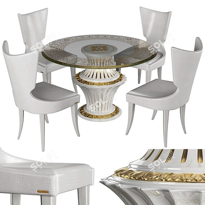 Luxury Wood Tables & Chairs 3D model image 1