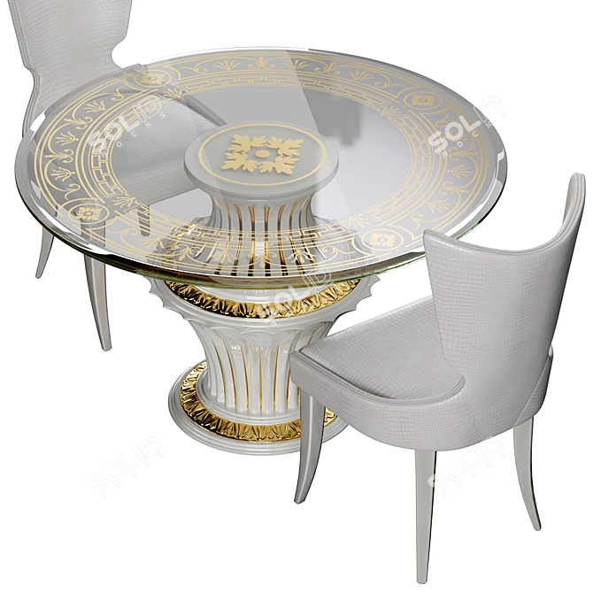 Luxury Wood Tables & Chairs 3D model image 4