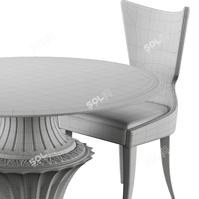 Luxury Wood Tables & Chairs 3D model image 5