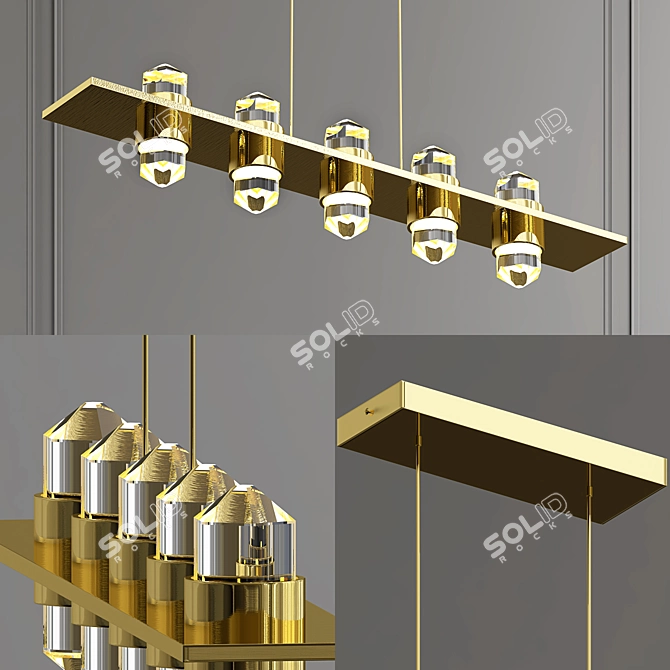 Elegant Brass Crystal Ring 3D model image 1