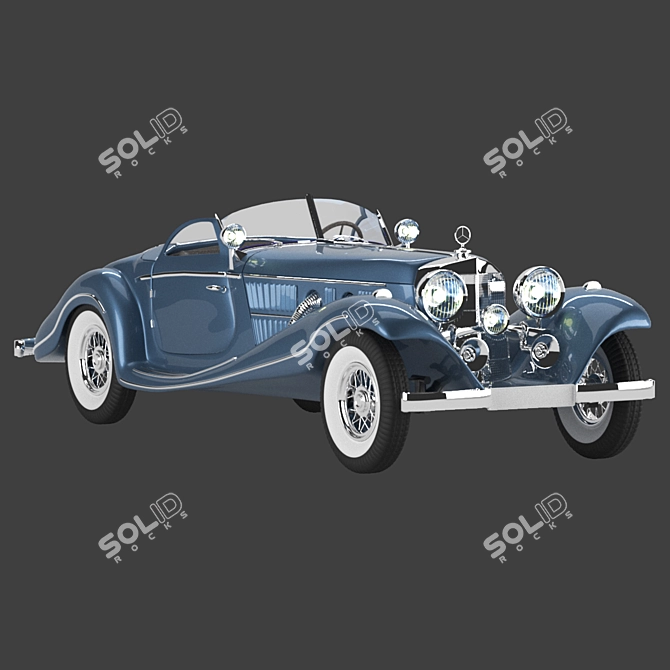 Vintage Mercedes 540k Open-Top Blueprint 3D model image 1