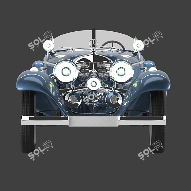 Vintage Mercedes 540k Open-Top Blueprint 3D model image 3