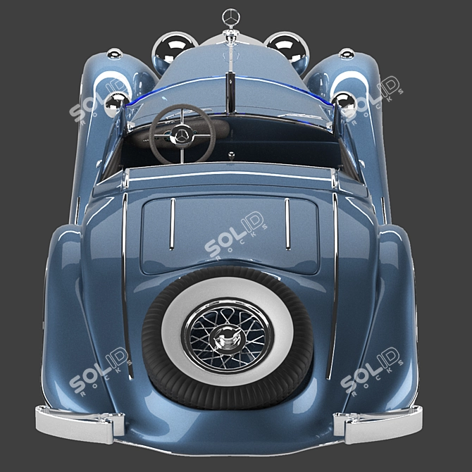 Vintage Mercedes 540k Open-Top Blueprint 3D model image 4
