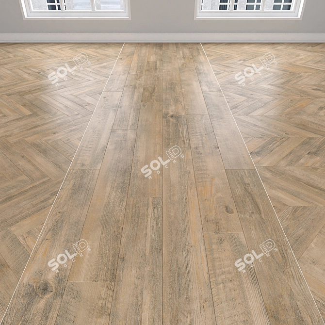  Vintage Oak Parquet: Herringbone, Linear & Chevron 3D model image 1