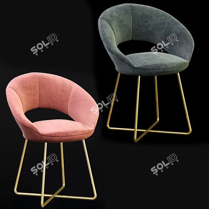 Sleek Metal Dining Chair: Modern Fabric & Chrome Legs 3D model image 1