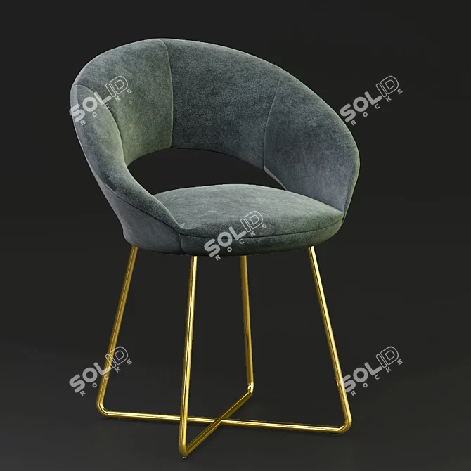 Sleek Metal Dining Chair: Modern Fabric & Chrome Legs 3D model image 2