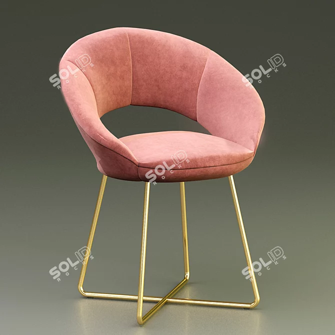 Sleek Metal Dining Chair: Modern Fabric & Chrome Legs 3D model image 3