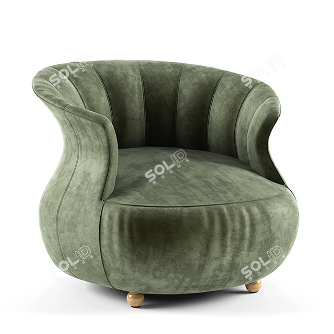 Modern Green Armchair: 3Dmax Model 3D model image 1