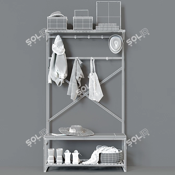 Hallway Andrew Hall Tree: Stylish Storage Solution 3D model image 4