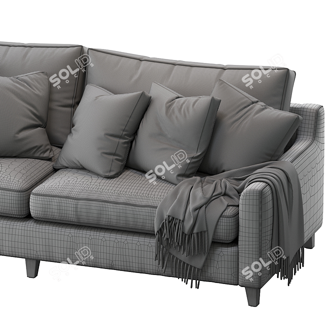 Luxury Beverly Upholstered Sofa 3D model image 4