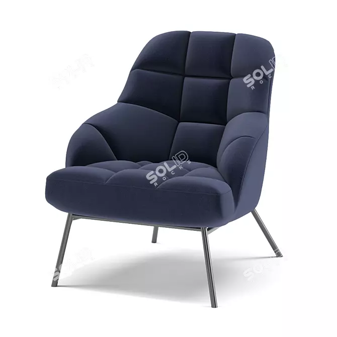 Luxury Midnight Blue Armchair 3D model image 1