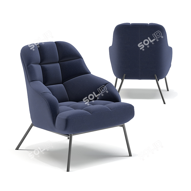 Luxury Midnight Blue Armchair 3D model image 3