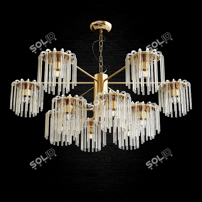 Elegant Meise 12-Light Gold Chandelier 3D model image 2