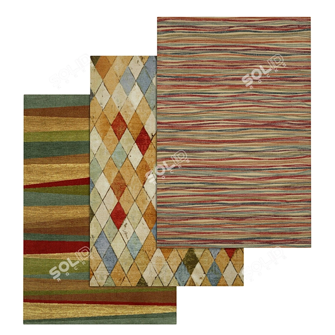 High-Quality Carpet Set: 3 Variations 3D model image 1