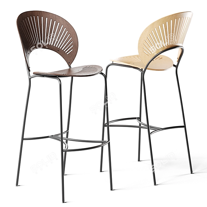 Sleek Trinidad Bar Stool 3D model image 1