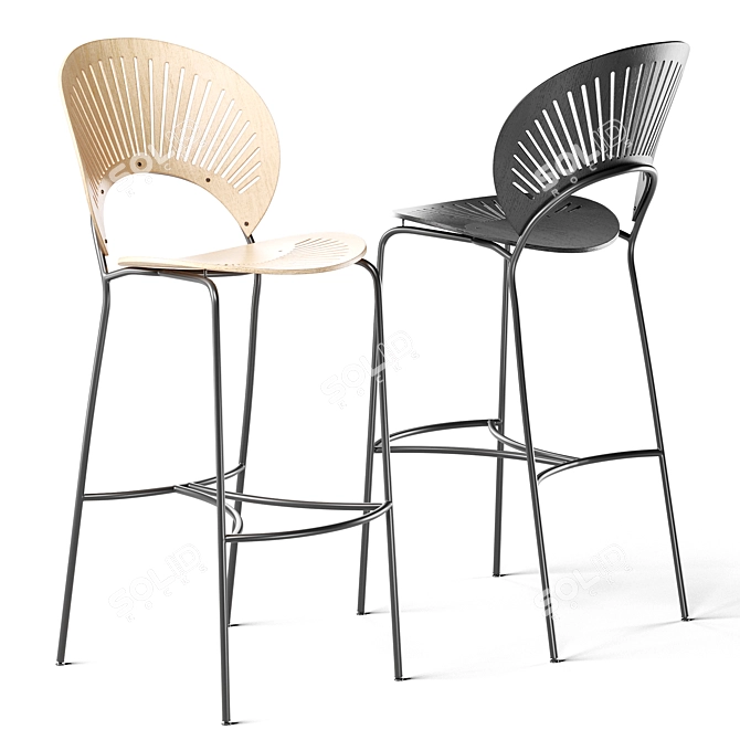 Sleek Trinidad Bar Stool 3D model image 2