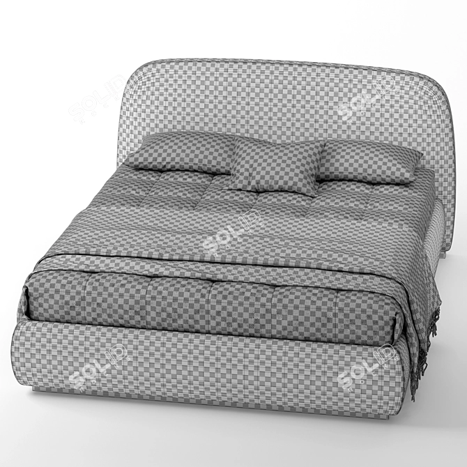 Sophie Fabric Bed: Stylish and Functional 3D model image 3