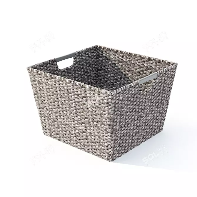 Rustic Woven Wicker Basket 3D model image 1