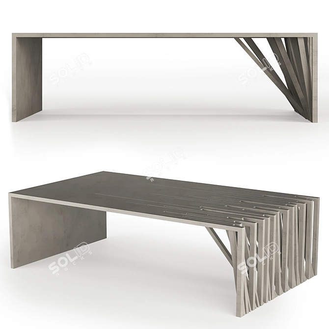 Sunset Shadows Wooden Coffee Table 3D model image 5
