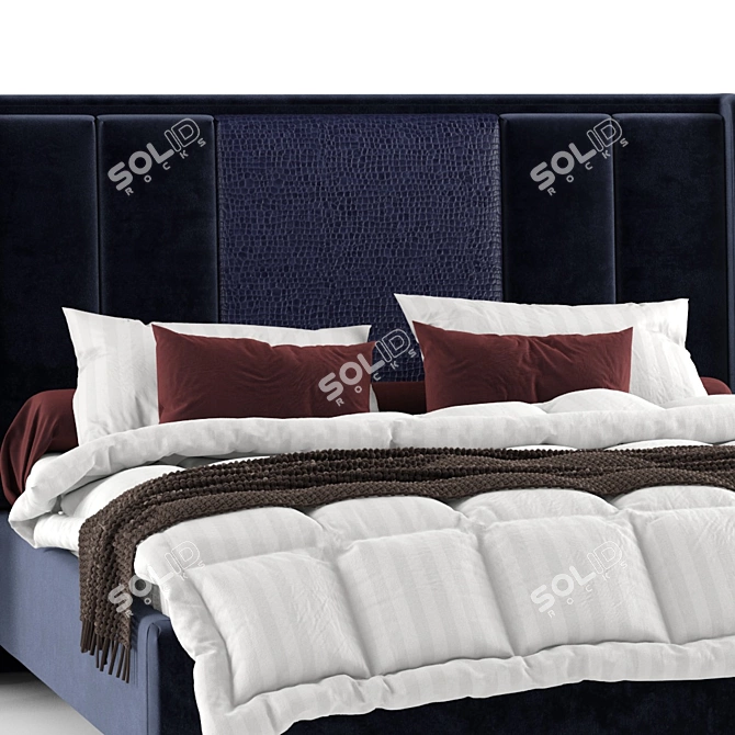 Leather Upholstered Modern Bed 3D model image 7