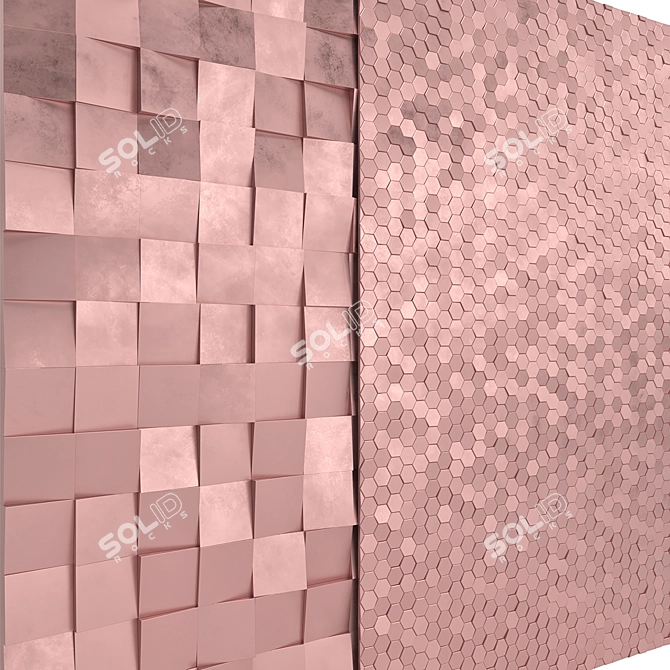 Palladium Brass Copper Gold 3D Wall Tiles 3D model image 1