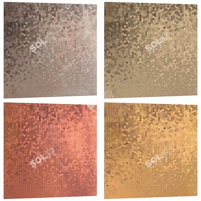 Palladium Brass Copper Gold 3D Wall Tiles 3D model image 7