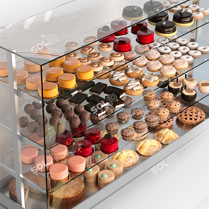 Delicious Dessert Fridge: Sweet Treats Galore 3D model image 2