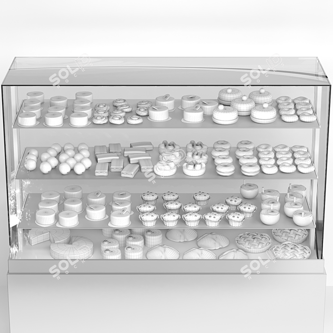 Delicious Dessert Fridge: Sweet Treats Galore 3D model image 3