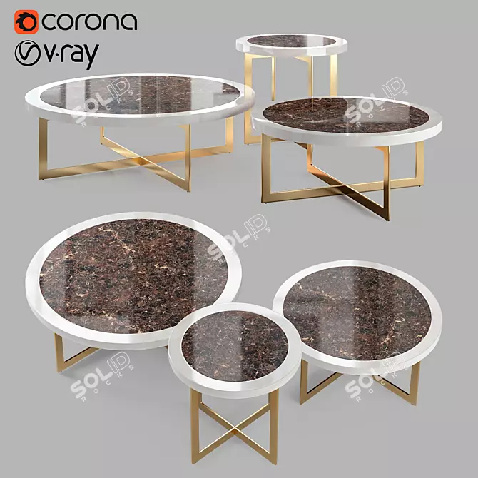 Luxury Marble Cocktail Tables By Hurtado 3D model image 1