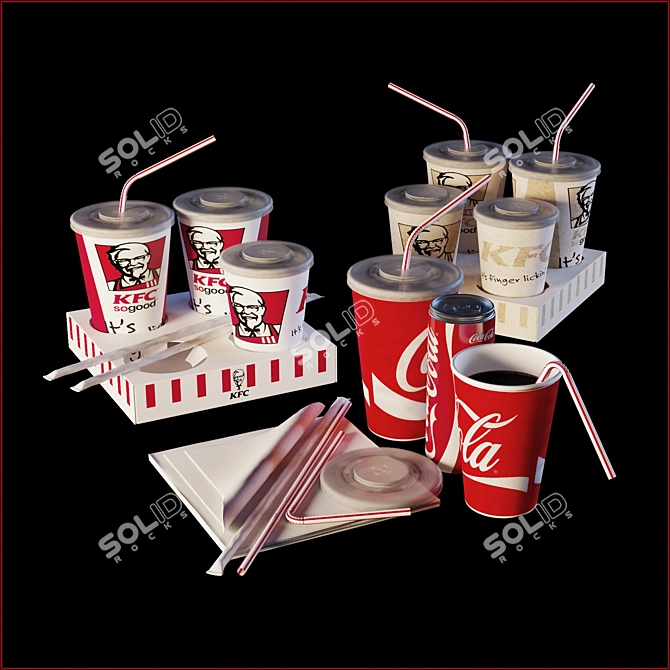 Classic KFC Coca Cola Cups 3D model image 1