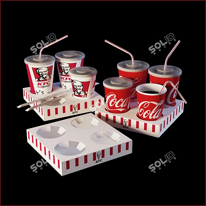 Classic KFC Coca Cola Cups 3D model image 3