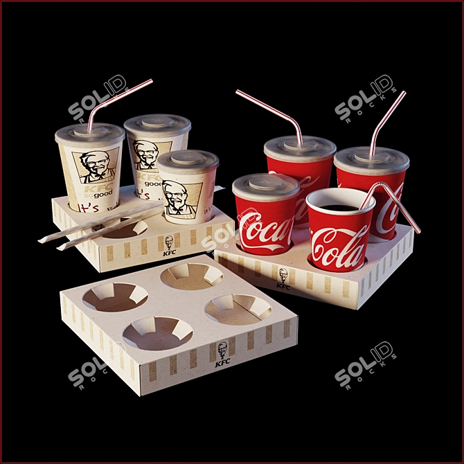 Classic KFC Coca Cola Cups 3D model image 4