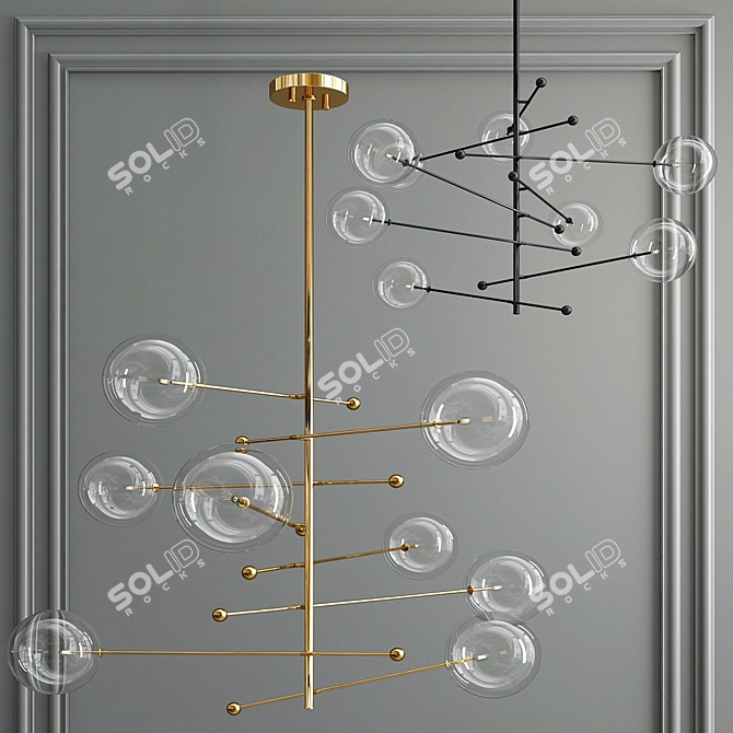 Elegant Brass Ball Chandelier 3D model image 1