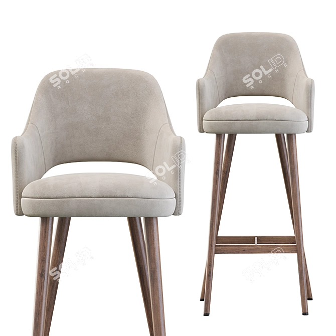 Modern Comfort: Costanza Barstool 3D model image 3