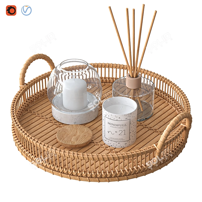 Rattan Tray | Handcrafted Natural Design 3D model image 1