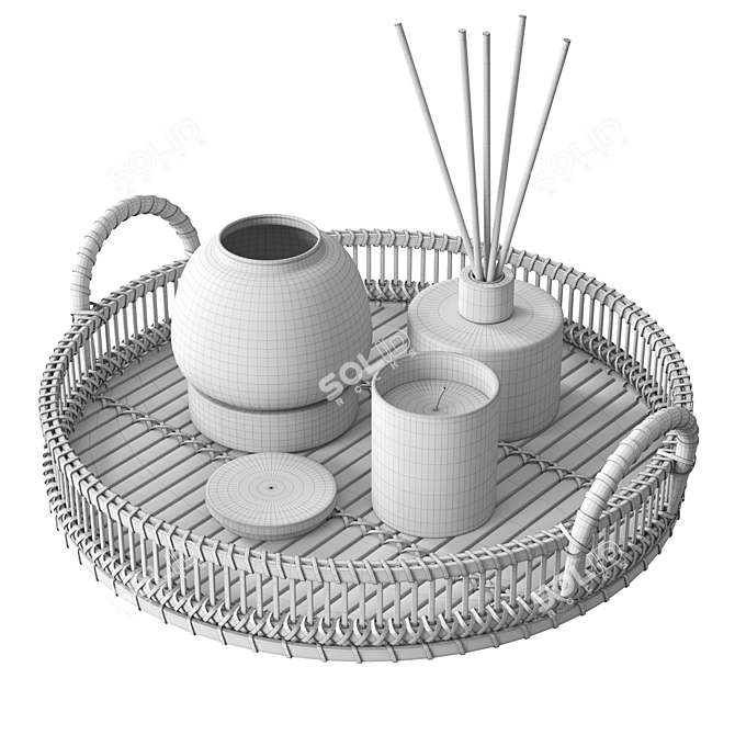 Rattan Tray | Handcrafted Natural Design 3D model image 4