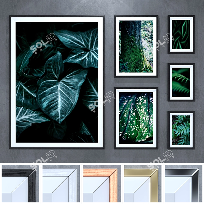 Modern Green Frames Collection: 6 Paintings, 5 Frame Options 3D model image 1