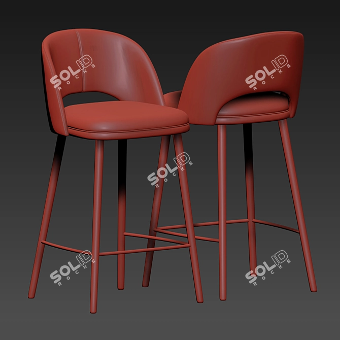 Retro Chic Barrel Bar Stool 3D model image 3