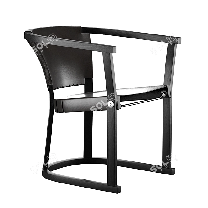 Vintage Loft Chair T13: Stylish Wood & Leather Design 3D model image 3