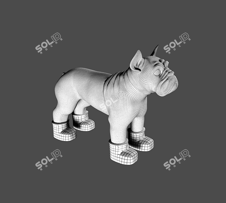 Shimmering Silver Bulldog Sculpture 3D model image 3