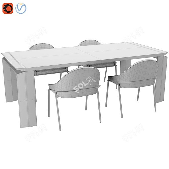 Elegant Izoard & Panta Rei Dining Set 3D model image 3