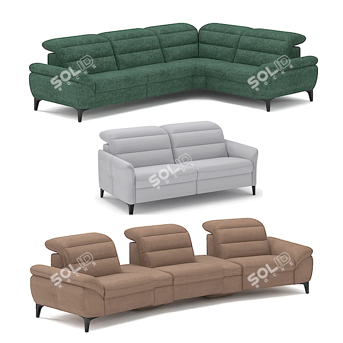 Belgian Sofa Daphne: Versatile Comfort 3D model image 1